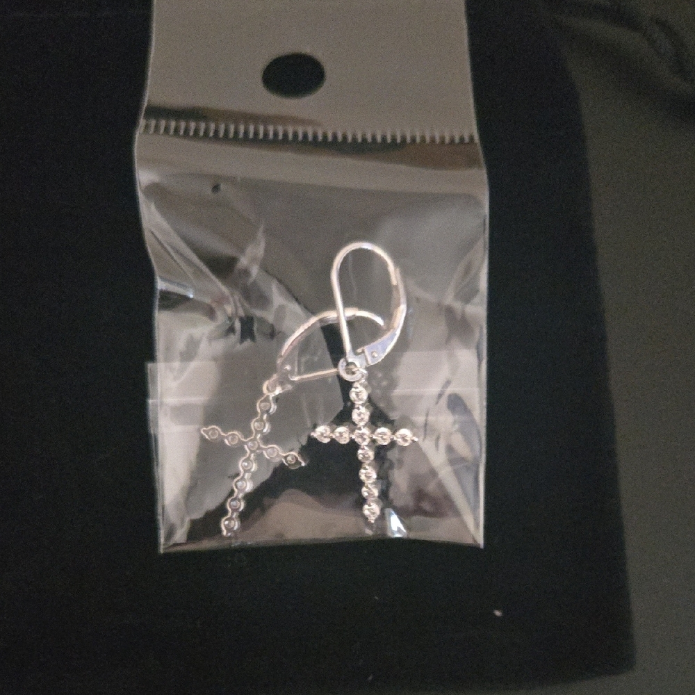 Donatello Gian Sterling Silver Crystal Cross Earrings